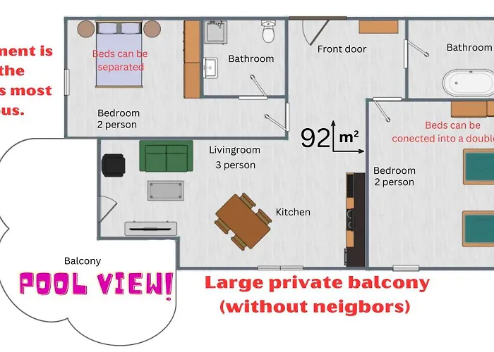 Apartmán Bella - 3 Pools, 2 Bedrooms & 2 Bathrooms Sluneční pobřeží